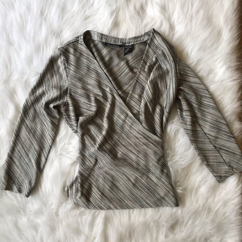 y2k metallic wrap shirt